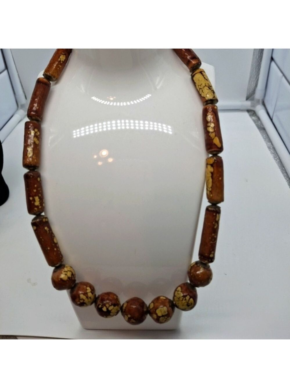Wooden Brown Boho Bead Necklace